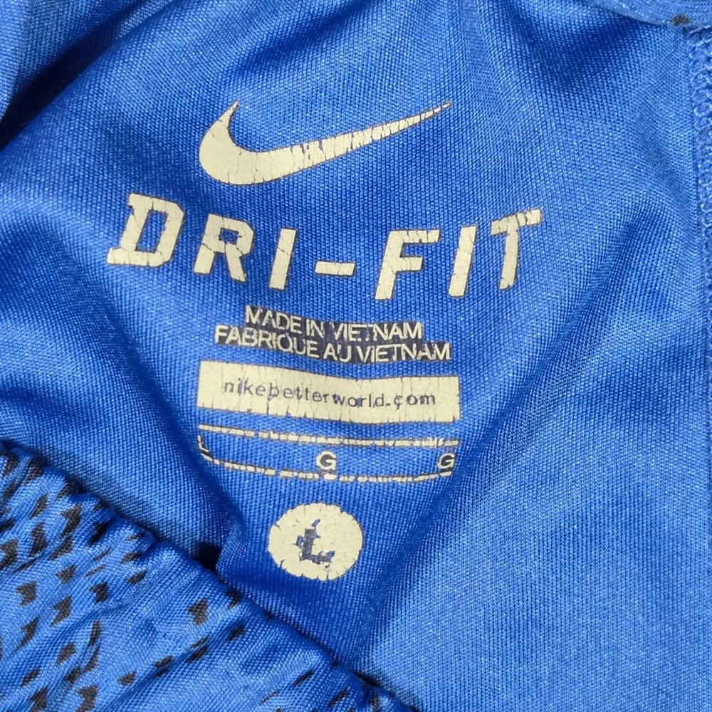 Nike Mens Dri-FIT Basketball Shorts Blue Black Geometric Print Large Athleisure